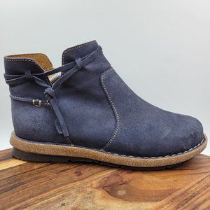 Born Wynter Ankle Boots Women’s 11M Blue Brown Suede Gum Sole Comfort Zip Bootie